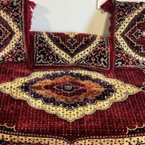 Afghani Toshak NZ red and gold traditional floor seating cushion