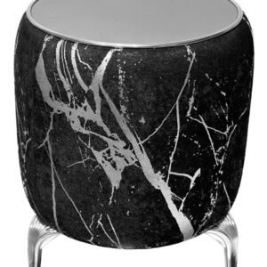 Black Velvet Puff Side Table NZ with mirror top