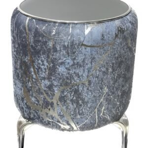 Silver Velvet Puff Side Table NZ with mirror top