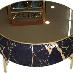 Black Velvet Puff Side Table NZ with mirror top