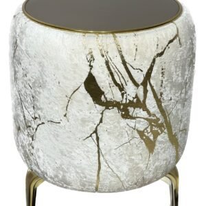 White Velvet Puff Side Table NZ with mirror top