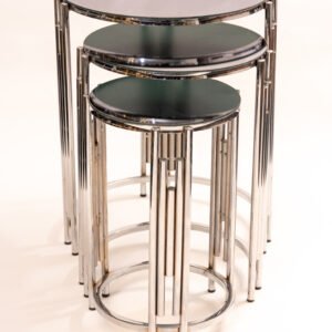 Modern chrome nesting coffee table
