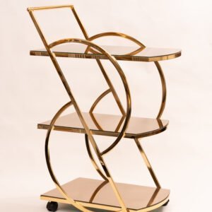 Luxury Gold Bar Cart with Glass Shelves
