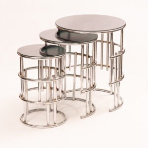 Modern silver nesting tables