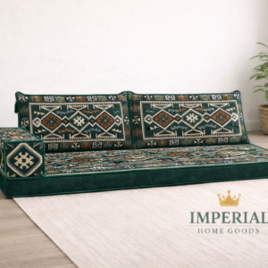 Arabic Majlis Floor Seating Auckland green geometric pattern
