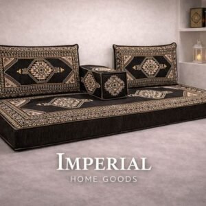 Arabic Majlis Floor Seating Charcoal Black Gold – Imperial Homegoods Auckland
