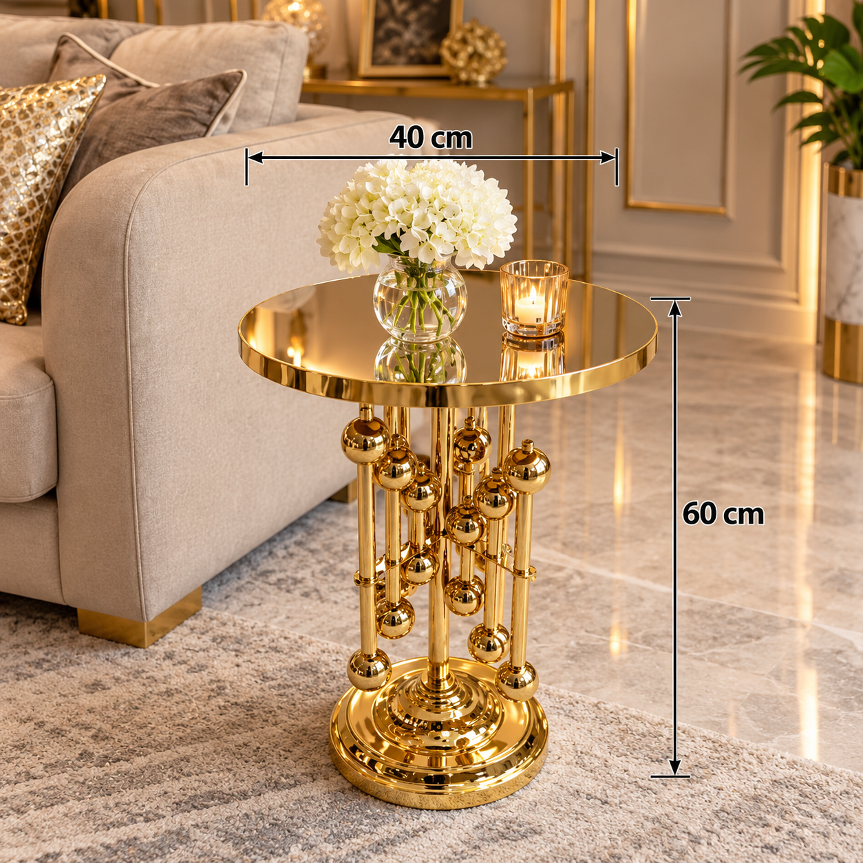 Gold Ball Side Table Nz – Luxury Mirror Top Accent Table 1 Gold Ball Side Table Nz With Mirror Top And Decorative Gold Sphere Base